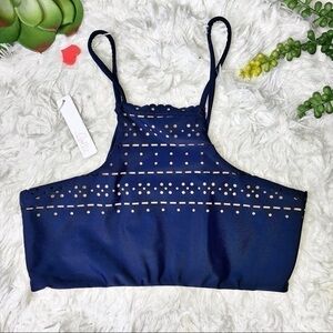 Lolli Goodies High Neck Laser Cut Bikini Top NWT Size Large in Blueberry Pie